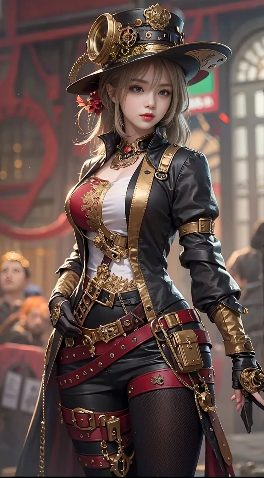 Lady of Alafed – Steampunk costume and hat pose, steampunk beautiful anime woman, by Yang J, guweiz on artstation pixiv, Stunning character art, cushart krenz key art feminine, fantasy outfit, guweiz on pixiv artstation, chengwei pan on artstation, style of wlop