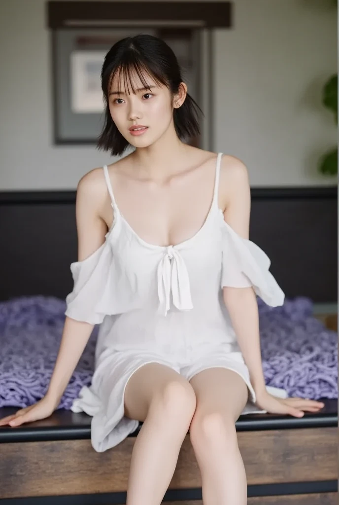 raw photo, 1girl, medium breast, light smile, detailed skin, simple background, spread legs, nipple, pussy, nipples, cute face, beautiful face, missionary pose, ((1boy)), penis, missionary, vaginal, full body, collared blouse, White blouse, constricted waist, spread pussy, opened clothes, intricate detailed, high quality1girl, nude, (shiny skin), room, perfect anatomy, bed sheet, bed, torso grab, sex, shy, pov, bokeh, depth of field, photorealistic, masterpiece, best quality, anatomically correct, super detail, textured skin, highres, accurate