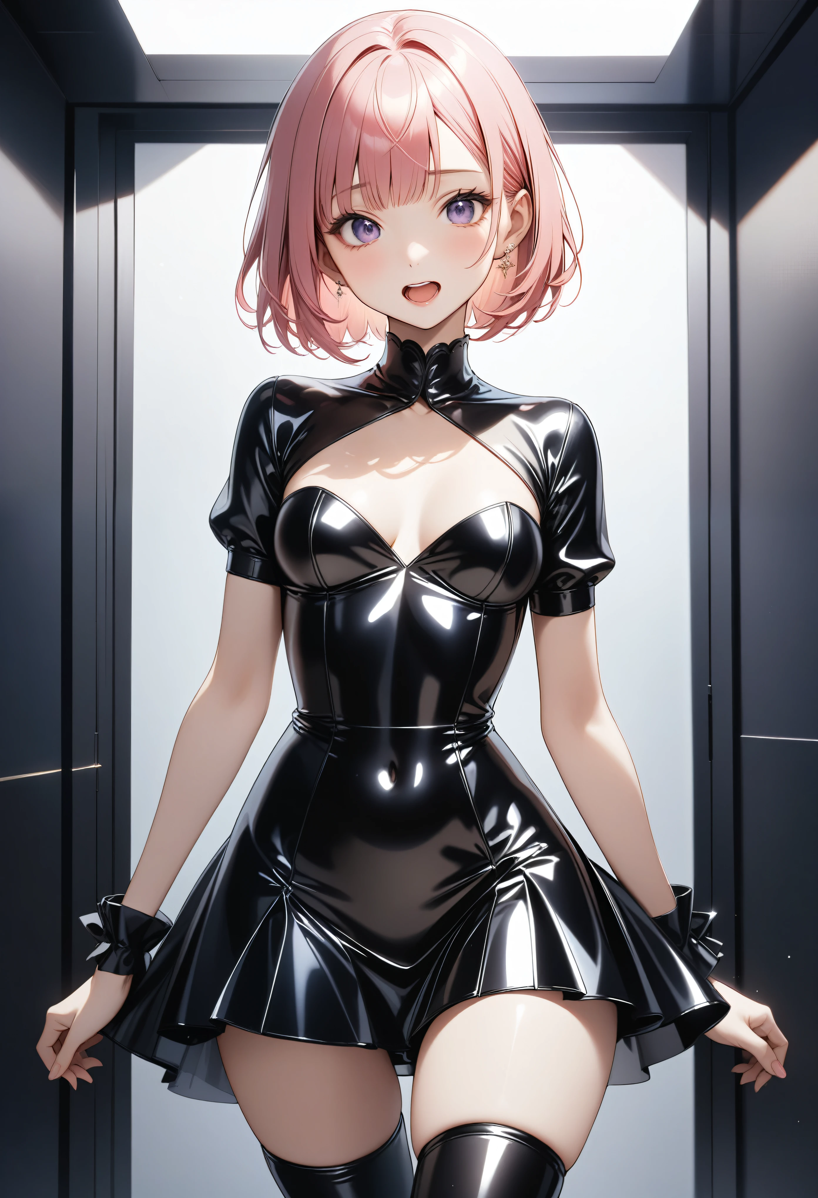 Yankee sitting、Poop sitting、(((open legs:1.4)))、Wide-open legsでしゃがむ、Squat with your legs spread in an M-shape、BDSM、Queen、mistress、(((One girl)))、(solo:1.8)、(((Black latex elbow gloves:1.4 )))、(((Black latex corset dress:1.4)))、(((The corset dress is decorated with beautiful lace.)))、(((Corset dress with shoulder straps)))、(((Black latex tight mini skirt:1.4)))、(((Black Thigh Boots)))、(((Black fishnet stockings:1.2 )))、(((Stiletto heels:1.4)))、(((Black latex panties)))、(((Black latex bra)))、(((Black leather collar)))、(((Sexy pose:1.4 )))、Wide-open legs:1.2、(((Erotic)))、(((Cowboy Shot)))、Close-up、(Pink Hair)、Braided Hair、Brown eyes、(((Pixel Perfect, Perfect in every detail)))、Bright colors、 alone、1 Girl、Sumi sakurasawa、Anatomically perfect body、balanced figure、Two perfect anatomical arms、Two perfect anatomical legs、(((Perfect Fingers)))、Small Bust、Flat Chest、Boyish breasts、Detailed face、Detailed eyes、Staring at the audience、looking at the camera、blush、Embarrassed expression、