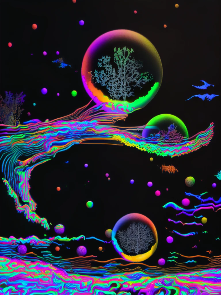 An image of light emerging from colors in a psychedelic dream, shimmering glass morphing out of colors, trippy vibrant colors, perfectly formed beautiful reflective bubbles, attention to detail on the bubbles and spheres, beautiful psychedelic digital art, pixel art, trippy colors, 4d mandelbulb psychedelics, glass like psychedelic landscape, intricate rainbow environment, psychedelic underwater brightness, neon colors, bright fluorescent colors, psychedelic trip, fluorescent psychedelic aesthetic, psychedelic vibrant colors, bright psychedelic neon colors, paint splattered backgrounds,swirling spirals and vortex, bright vibrant colors popping out from 3d glass spheres, Pixel Assets, Portrait photography, surrealism, Photorealistic, Hyperdetailed, Glass Morphism, Digital Art, Sparkle, Optical Illusion, Glowing Light, Reflection Light, Overexposure, Backlighting, Depth Of Field, Rotational Symmetry, UHD, High Details, High Quality, Super Detailed, Best Quality, Award Winning, Masterpiece