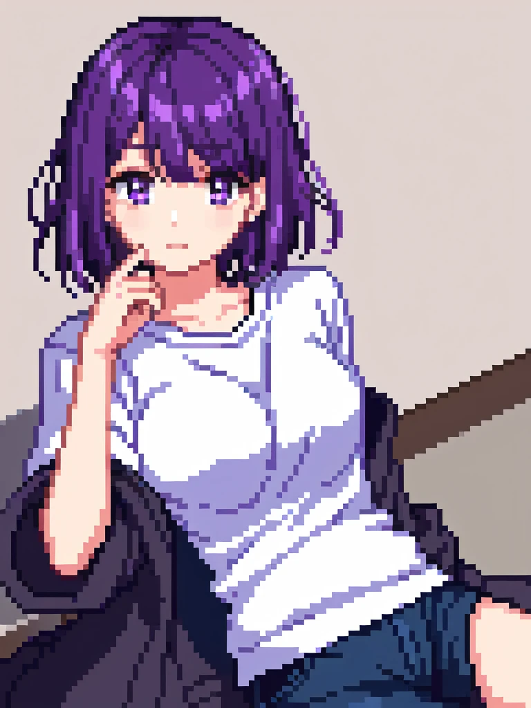 {{{ nagato_yuki }}},
Solo,
face still,
A plain face {{{ Emotions do not have feelings} }},
short hair {{{{ hair cut at the ends }}}}
{{{{{ Shoulder length short hair }}}}},
purple _hair,
yellow_eyes,
blush,
small breasts,
hairless clitoris,
Beautiful pussy,
Beautiful breasts,
naked,
small clitoris,
bare breasts,
bare bottom,
open legs,
sexy,
sex,
pussy,
bed,
bedroom,
lying on the bed,
two hands,
two legs,
