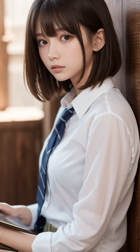 ((masterpiece, Best Quality,  high definition,  NFS DAW ,  perfect pixel, 4K,  NFS DAW ,  NFS DAW ))),  1 girl, single, Alone, Beauty、You can see the full body of a high school student 、 (( Short Wave Hair, bangs, Brown Hair)), ((Brown eyes,   beautiful eyelashes ,   Real Eyes )), ((  detail face ,  blanking in books:1.2)), ((Smooth texture:0.75, Realistic texture:0.65,  photorealistic:1.1,  anime CG style)),  medium chest,  Dynamic Angle,  PERFECT BODY , (( white shirt ,   unbuttoned shirt 、I&#39;m not wearing shoes、 white socks )),  unattended classrooms、 sitting at a desk 、Lower&#39; I took my foot off my desk  ............................................................、 evening 、、、  very embarrassing panic smile 、(Spread your legs、 opens the knee wide 、Floral lace panties)、、( pink lace bra )、  widens the angle from below 