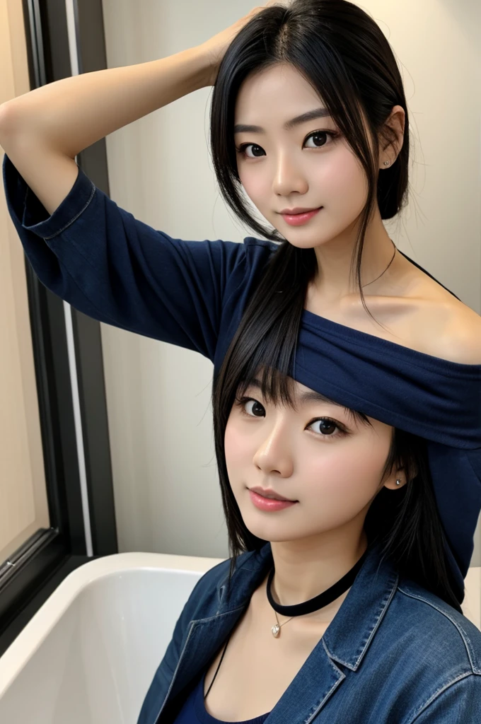 Japanese model takes selfie like a social media influencer、Webcam Photos、Photo by Felicia Simone、Filmed in Provia、hinchel、Glossy。