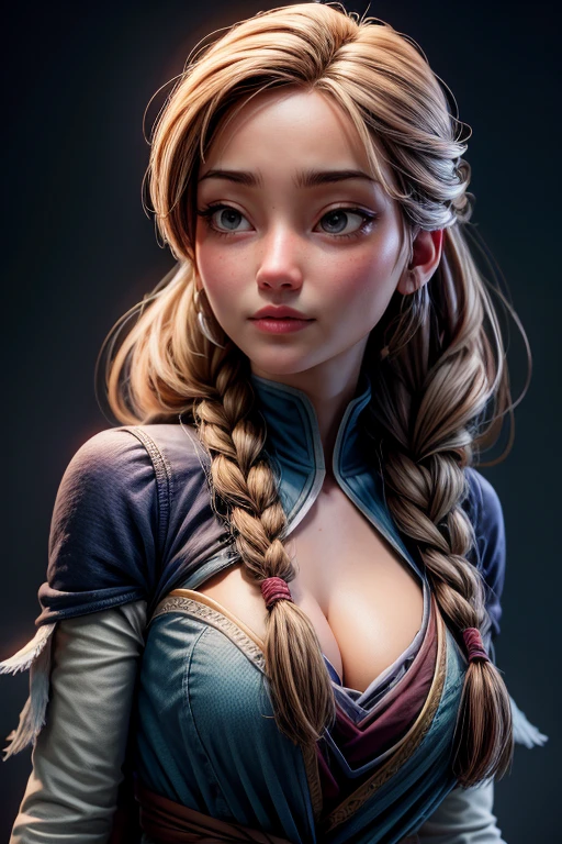 Ana from the movie Frozen with cleavage. No background. 