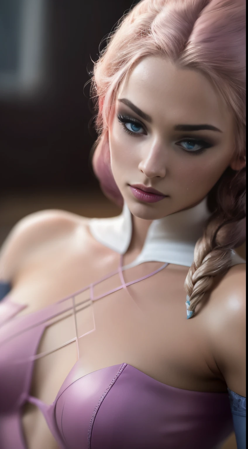 (elsa Frozen-rose quartz SU mixing models .) (ultra FUSION) Highly detailed CG Unity 8k wallpaper, style shot, Complex, high detail, dramatic, Highest quality film still image, Very detailed, Masterpiece, Best Quality, character design, Elsa, Elsa From Frozen,Fusion Pink Diamond (( Dark style)), realistic and ultra detailed rendering style, natural light, sharp character design, (hard Focus, 8k), (((natural skin texture))), 8k textures, Soft cinematic lighting, Adobe Lightroom, dark room, HDR, sophisticated, elegant, Rich detail, Sharp focus appearance) )), calming tones, Frenzy of details, intricate detail, super detail, low contrast, soft film lighting, muted colors, Exposure Mix, HDR, Desteñir, 35mm, F/1.4, THEY ARE LIKE THIS, f16, 25 sec.