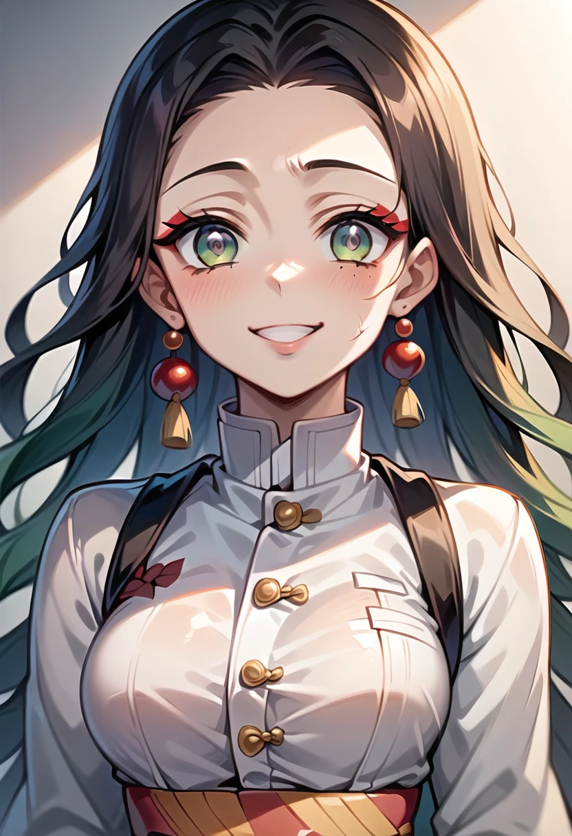 ((Best Quality)), ((masterpiece)), (  Details),  1 girl,  sexy、Daki - Demon Slayer 、Daki - Demon Slayer (kimetsu no yaiba) - PonyDiffusion XL LoRA、 happy face、Can you lean forward and stare at me