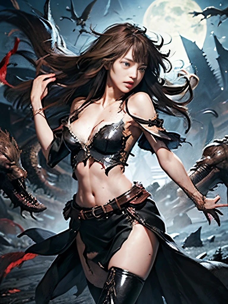 Best Quality、torture、 slave、Constraints、BDSM、Captured by a monster、Surrounded by monsters、defeat、 without eyesight、Full of wounds、tattered white armor(Small breasts、 cleavage、 Off Shoulder、Sleeveless、No elbow pads、belly button、 high leg、Exposed thighs)、White Armor Boots、Beautiful woman with very long purple hair 、 Tears Overflow 、Frightened expression、run away、Attacked by monsters 1:5、Many violent monsters 1:5、Monster grabs arm. Monster attacks from behind、Monster grabs the leg、Monster Swarm 1:5、midnight、darkness、Different world、 dark fantasy、Pitch Black Hell