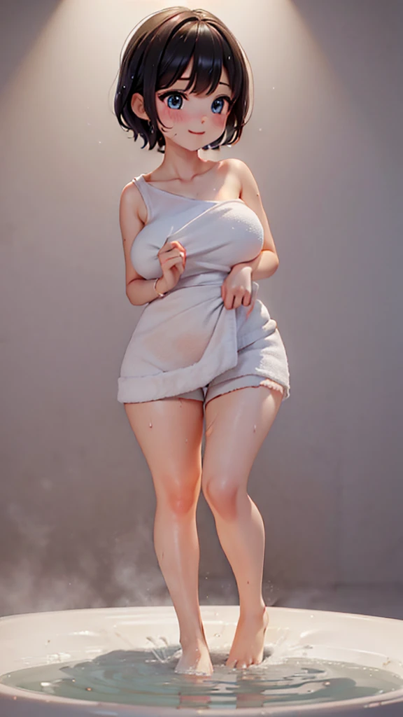 (nsfw),(8k, ultra-high resolution, highest quality, masterpiece:1.2), ultra-realistic, (realistic, photorealistic:1.37), (realistic skin:1.2), ultra-detailed, Canon EOS RP, 8k, Korean mature woman, smile, (nude), (((super obese)))、 (((super curvy,))) ((super voluptuous,)) adult model, standing with arms and legs spread apart、 ((full body shot)), thick ankles, (short hair), (empty space), (pale white background only),（bare feet）