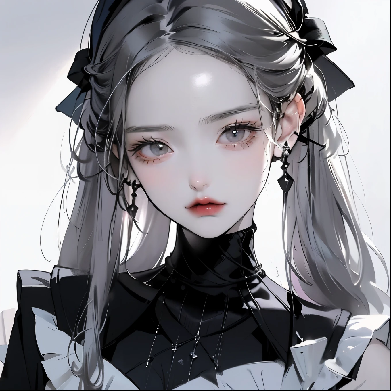  masterpiece, detailed, absurdres, loli, delightful, blissful, laughing, french braids, silver hair, fair skin, frilled clothing, hat, , At Christmas， turtleneck、LOL