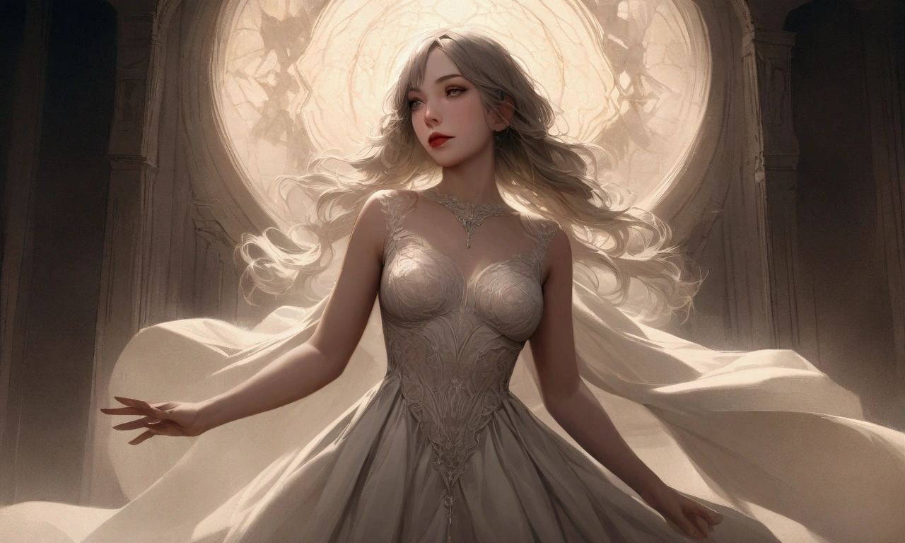 1 The delicate features of women gradually disappear, Twisted but still fascinating, swirl, Abstract Aesthetics, symmetry, fantasy，magic，mystery，illusory，Dreamy，Concept map of the scene, Ultra-high resolution, masterpiece, best quality