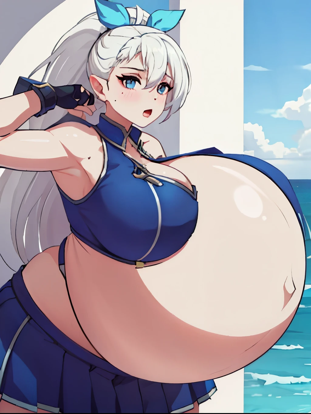 White ponytail hair,Big Baby Bump pregnant , Big , nipple, cum,s girl, Big pregnant Belly, Big Pregnant girl, Largest Belly of Pregnant, Huge Pregnancy Belly, blue eyes, huge 9 months Pregnancy Belly, Miya from Mobile Legends Bang Bang