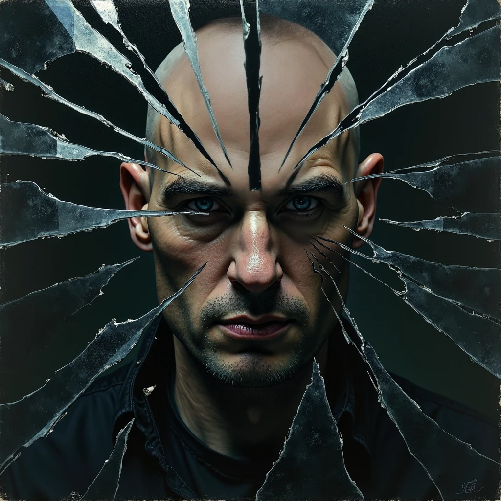 Mobile breaking man head flow with blood memory fade away