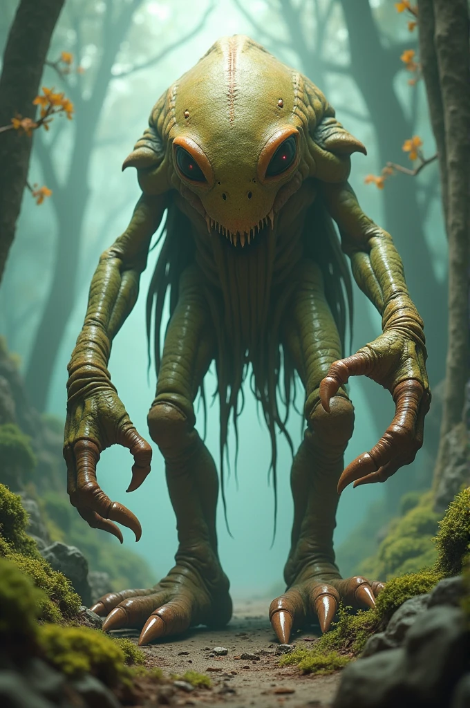 Chimera of stone bass, snail and marabou
Humanoid
Rotten flesh
Evil
Long fangs