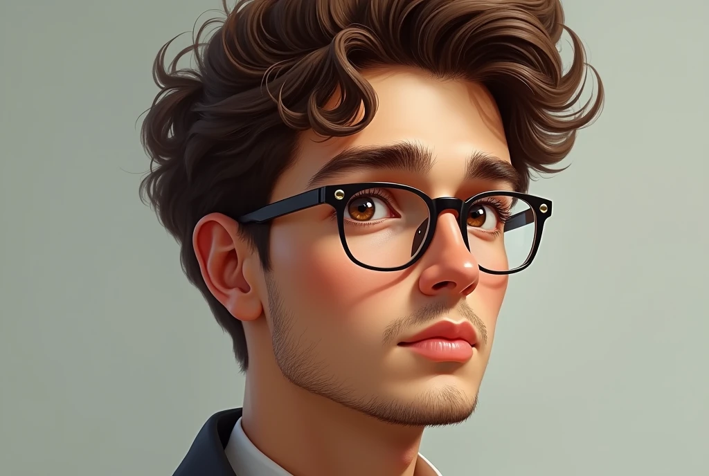 there is a man, Fauvist figure painting,ager with glasses,sideface ,Less beard,bust,white backgrounid,Blurred face,a character portrait, artstation hd, Detailed painting, photo taken with provia, kodak portra, filmgrain, featured on unsplash, filmgrain, film view, photo taken with provia