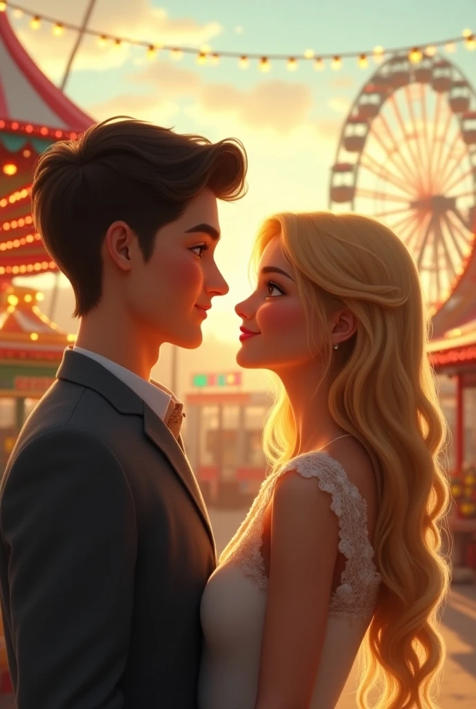 Pixar style, couple at night at the beach, enjoying the festivities beneath a starry sky. best quality,4k,8k,highres,masterpiece:1.2, ultra-detailed, realistic:1.37, HDR, studio lighting, physically-based rendering, extreme detail description, professional, vivid colors, bokeh, night scene portraits, landscape, romance, celebration, starry sky, fireworks, sparkling lights, happy faces, glamorous attire, midnight countdown, champagne toast, love, joy, anticipation, smiling eyes, warm embraces, magical atmosphere, glowing cityscape, reflection on water, moonlit garden, shimmering outfits, lively crowd, festive decorations, laughter, affectionate gestures