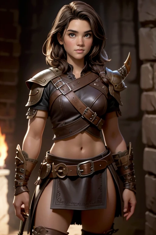 viking, warrior with short brown hair and brown eyes in leather armor. No background.