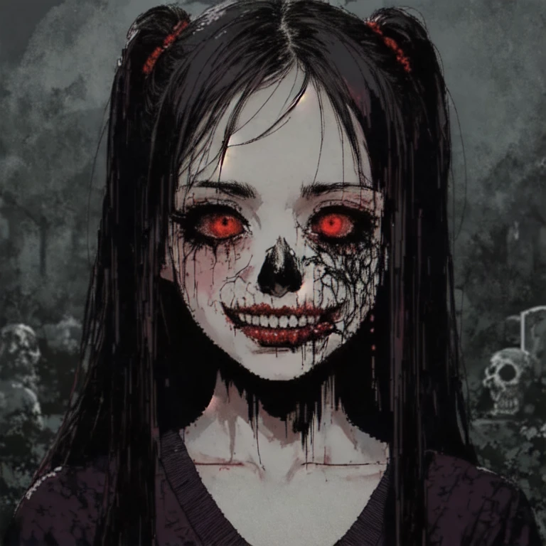 ((Japanese schoolgirl)), a nightmare,  doll face , manga style ,  rough sketch ,   horror elements  , (masterpiece), ( High resolution), ( Very gentle silencer  ), (transparent), manga style イラスト, (drawing style),  Japanese painting , The whole body is scary ., ( creepy),  Japanese sculpture , crazy illustration, flat illustration,  creepyな外観,  characteristic hairstyle , Ambiance、
