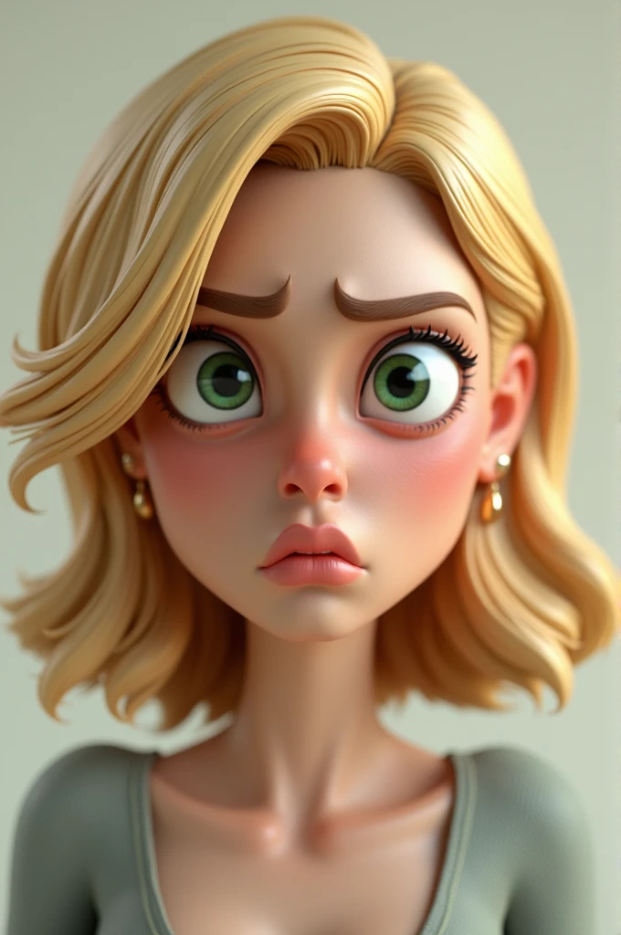 Girl with big eyes, a slim waist, and a beautiful large bust.