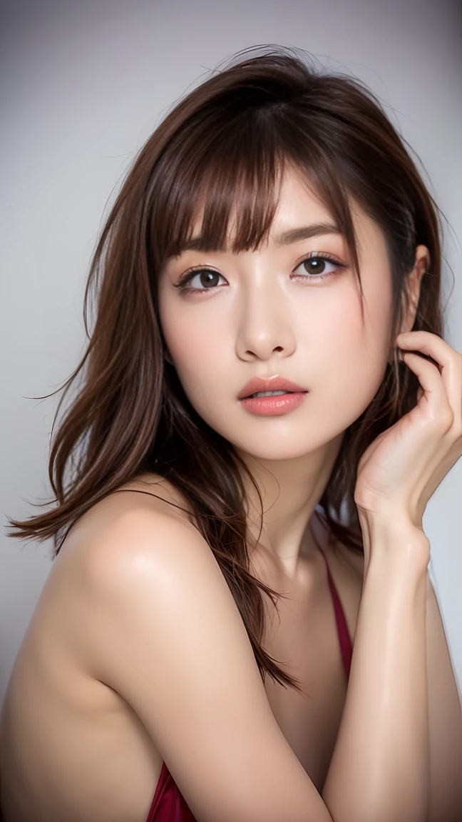 A beautiful Japanese girl, extremely detailed eyes, nakedskin,standing , Seduction Large breasts, Indecent charm, in a high-quality 8k resolution RAW photo, which is a masterpiece with a score of 1.2, ultra detailed and realistic with a score of 1.37, a portrait of her with brown Blunt Bangs straight hair, an extremely, delicate and beautiful, extremely detailed, amazing, slender-faced, 18-year-old:1.2, cute girl, famous japanese idol, kawaii,detailed skin , fair skin, shiny skin, chin thin, smile, young, extremely d, extremely detailed face, extremely detailed eyes, extremely detailed nose, extremely detailed mouth, cute face, realistic face,