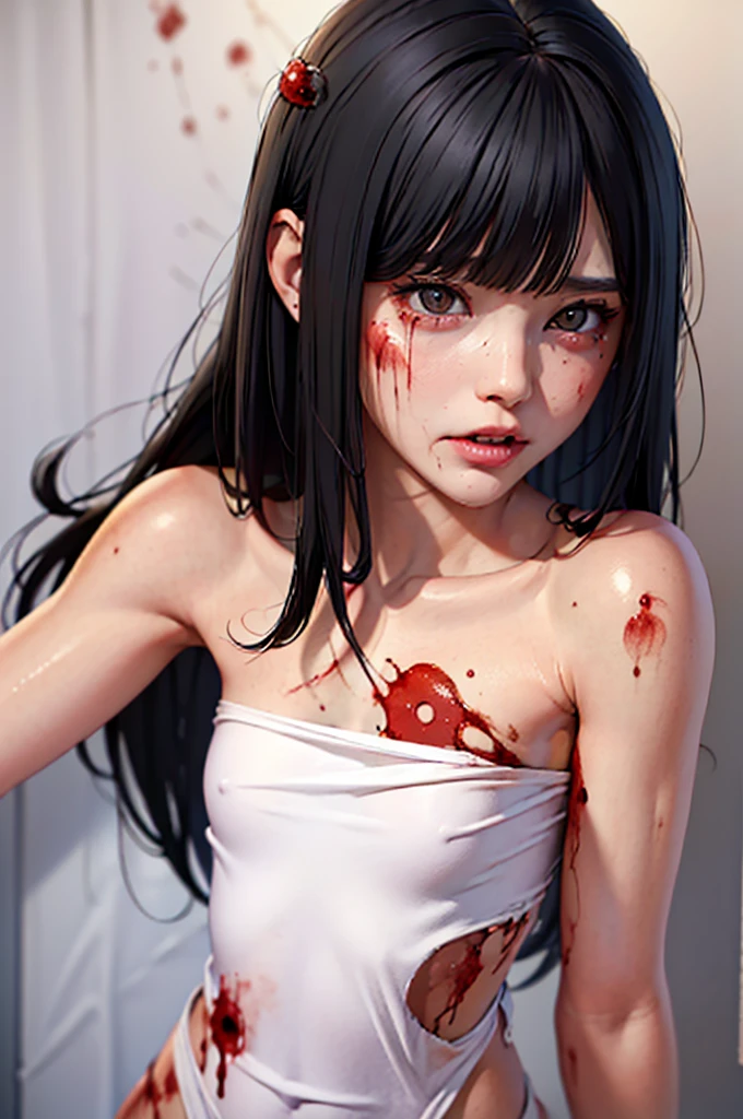 (Best Quality),Highly detailed,Super detailed, 1 girl, (beautiful girl),(()), ((High school girl)), (Dark atmosphere), (Dim lighting), (( sexy)),( small breasts),Black Hair, bob cut , (Completely naked), Halloween , (( zombie cosplay)),(((Zombie Makeup))),(((Bloody, My body is covered with blood ))),(((血とsemenで全身がドロドロ))), (( pink nails for )), ((Masturbation)),(( sex, sexual behavior, standing back)), (fellatio), (semen), ( Pizzurri),( happy expression), (Seductive expression), (( ecstatic expression)),((Facial,Being ejaculated on the face)),((happy tears)),(口の中にsemenが溢れている)