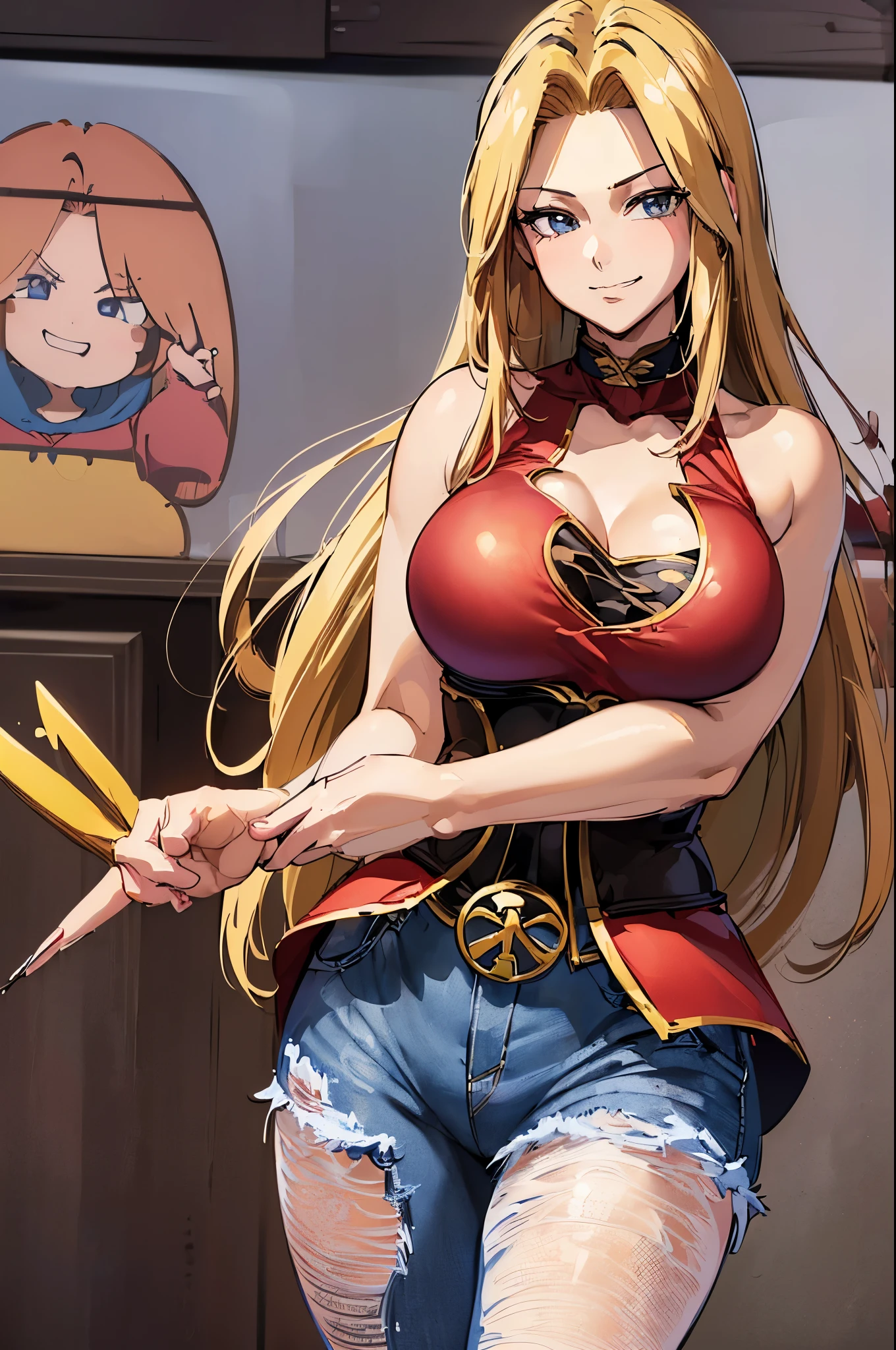 8k(Small jeans, red dress )
 MASTERPIECE(woman,Huge boobs, huge chest:1.５,とても唇が赤い huge chestを強調,Big Ass, thin waist,Long legs, good at drawing eyes )
8k((( anime style,Henyohe 8K(( anime style, Strange Smile ,What we are looking for,Face mischievous face,The facial expression is accurate)))))
8k(Staring at me)
8k(( Focus on Face ))
8k(衣装がTight fit)
8k(きれいなwoman)
8k(Tight fit)
8k(Model standing)
( Alice in Wonderland)
8k((Making a peace sign:1.7))