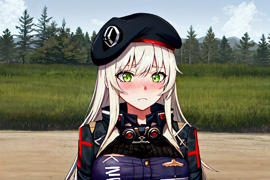 score_9, score_8_up, score_7_up, 1girl, solo, (blushing), looking down, 1girl, solo, (416_girlsfrontline:1.2), large breast, white hair, green eyes, (jacket:1.2), (beret:1.2), black_headwear, long_sleeves, (oriental:1.2), partially submerged, flooding up to the chest, upper body, yellowstone park, relaxing, anime face, trembling, (half upper body:1.2), Quicksand, Quick Sand, arms stuck in quicksand, up to chest in quicksand, moaning, blushing, shortstack figure, breasts pushed up by quicksand, standing in quicksand, shining