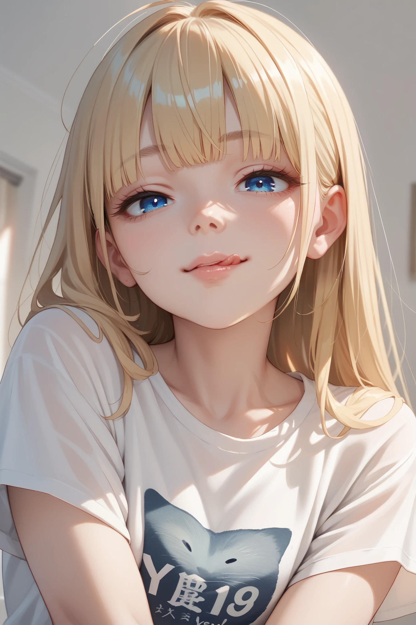 Nsfw, (1girl:1.3), Solo, , , (((Very detailed face)))), ((Very detailed eyes and face)))), Beautiful detail eyes, Body parts__, Official art, Unified 8k wallpaper, Super detailed, beautiful and beautiful, beautiful, masterpiece, best quality, original, masterpiece, super fine photo, best quality, super high resolution, realistic realism, full body portrait, amazing beauty, (from the front), embarrassed, She wears diaper, white diaper, frilled diaper, pee stained diaper, t-shirt, indoors, squatting, on floor, gorgeous, milky white, highly detailed skin, realistic skin details, visible pores, clear focus, 8k uhd, high quality, fair skin, photo realism, lomography, futuristic dystopian megalopolis, translucent