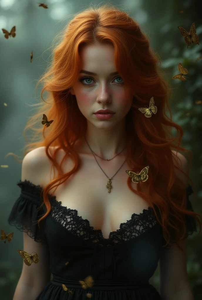 (solo, full body photo:1.3), (action packed:1.3), (haze, fog, mist:1.3), chiaroscuro, best quality, photorealistic, 1woman, (cute), (24yo:1.2), redhead, long ginger hair highly detailed, 1700'S, digital photography, art by artgerm and ruan jia and greg rutkowski surreal painting gold butterfly filigree, broken glass, (masterpiece, sidelighting, finely detailed Fashionable eyes: 1.2) (perfect oval large eyes that gazes at the viewer), beautiful detailed face, blue gorgeous perfect eyes, (blonde hair ponytail), (attractive young woman:1.3), (thick amazing hair), (seductive:1.1), (blushing:1.1)