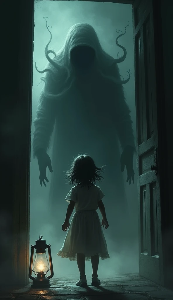 Three children in front of a giant mirror that shows their fears