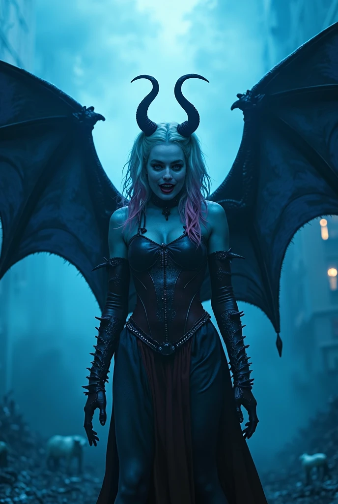 ((masterpiece, 8K, best quality, high resolution:1.3)), (a blonde vampire dressed in tight leather clothing:1.2), (blood is splattered across her body and the floor:1.2), (the floor is littered with skulls:1.2), (she is standing in a castle, in front of a gothic and macabre armchair:1.2), (large, open black bat wings emerge from her back:1.2), (full-body shot:1.2), (her leather outfit is sleek and form-fitting, with intricate details and a corset-like top:1.2), (her hair is long, wavy, and cascades down her shoulders:1.2), (her eyes are piercing and intense, with a hint of bloodlust:1.2), (her fangs are visible, adding to her menacing appearance:1.2), (the castle interior is dimly lit, with stone walls, arched windows, and flickering candles:1.2), (the armchair is ornate, with dark, carved wood and velvet upholstery:1.2), (the skulls on the floor are scattered haphazardly, creating a chilling atmosphere:1.2), (Canon EOS 5DS R camera, perfect for capturing the detail and beauty of the scene:1.2), (paired with the Canon EF 24-70mm f/2.8L II USM lens:1.2), (the scene is illuminated with dramatic, moody lighting, creating a sense of depth and mystery:1.2), (the composition showcases the contrast between her powerful stance and the macabre setting:1.2), (a moment frozen in time, capturing the essence of darkness, power, and horror:1.3), (ultra photorealistic, highlighting the intricate details of her attire and the gothic castle:1.3), (an image that transports viewers to a captivating and chilling moment:1.2), (a scene that exemplifies the beauty of a vampire's dark allure in a macabre setting:1.2), ((((thick eyebrow)))), (((((posing for the photo))))), (((skinny waist))), (((thick hips))), (((good hips))), (((short legs))), (((thick thighs))), (((smile face))), (((thighs apart))), (((posing for the camera))), (((laugh face)))