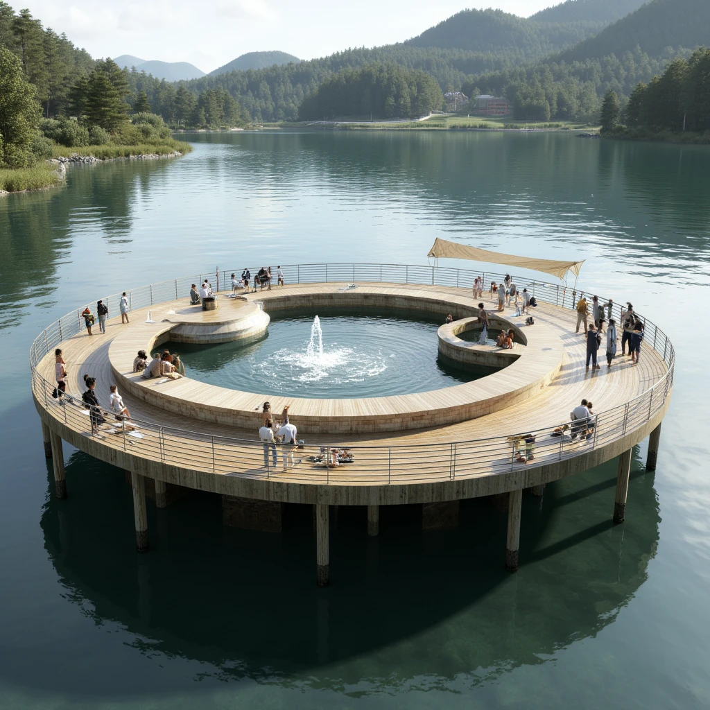 I need a circular-shaped structure on the water in piles that has a spring