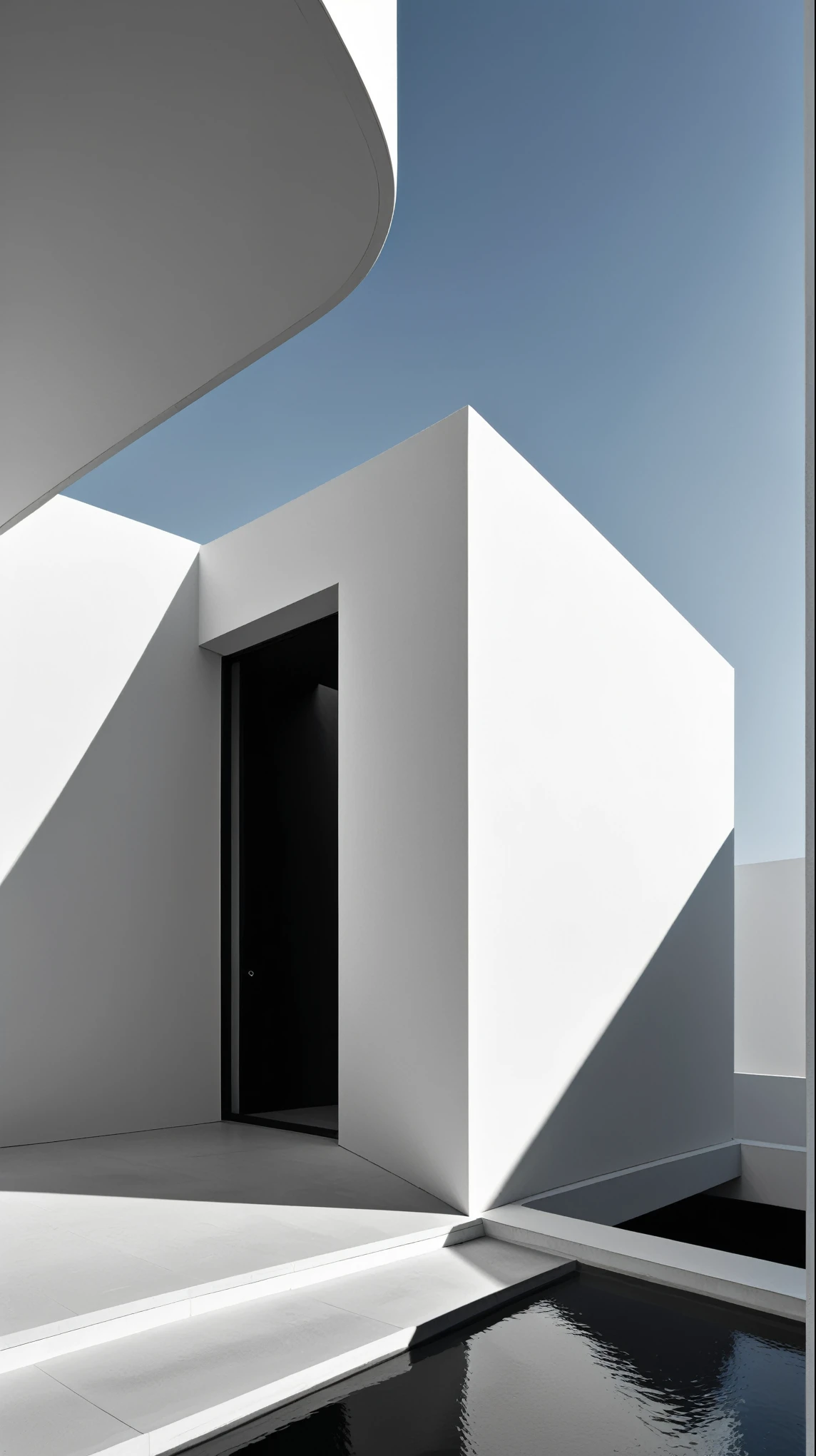 Minimalist photography,black and white,Beautiful lines,There is light and shadow,high-definition,Rich details,8k,Alvaro Siza