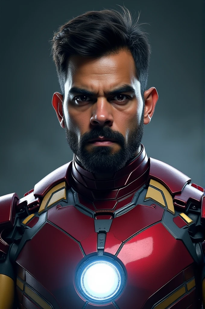 1boy, Tony Stark, solo, facial hair,34 yrs old, dom, male focus, flaccid penis, pectorals, bara, muscular, mature male, muscular male, abs, beard, ring nipples, short hair, navel, stomach, large pectorals, thick eyebrows, bare pectorals, fair-skinned male, erection, thighs, erection under clothes, iron man costume, iron man armor, open ironman suit, dark skin, tie, open shirt, pectoral cleavage, cowboy shot, ironman uniform, feet out of frame, thick thighs, looking at viewer, masterpiece, 4k, high quality, highres, absurdres,