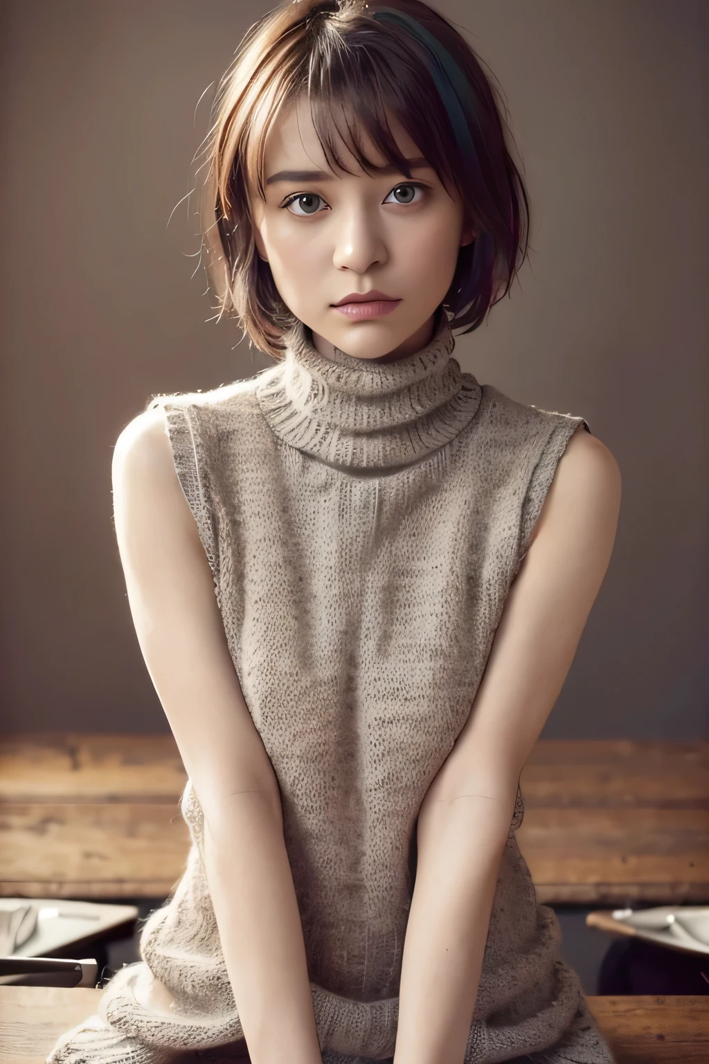 (Best Quality、 table top、8k、 best image quality、Award-winning works)、( girl:1.)、( perfect sleeveless turtleneck knitted sweater dress、 random color i :1.4)、( short hair:1.1)、(very young girl'Face:1.1)、 look at me with your best smile 、(Big Breasts:1.5)、 perfect fit 、( accentuates body line:1.2)、 is short、(glamorous body:1.2)、( chubby figure:1.2)、( Strongly Blurs the Beautiful Park Backdrop :1.1)、 most natural and perfect beauty park 、A perfectly maintained park、Standing Elegantly、A refreshing view、 natural makeup、Ultra high definition beauty 顔、(Ultra High Resolution Perfect Teeth:1.1)、Ultra HD Hair、Ultra-high definition sparkling eyes、( Ultra High Resolution Gloss Skin :1.1)、 super high resolution gloss lip 、( accurate anatomy :1.1)、( Very bright and vivid :1.3)、(Bright and beautiful skin:1.3)、( bold pose to enhance her charm :1.2), gigantic breasts,