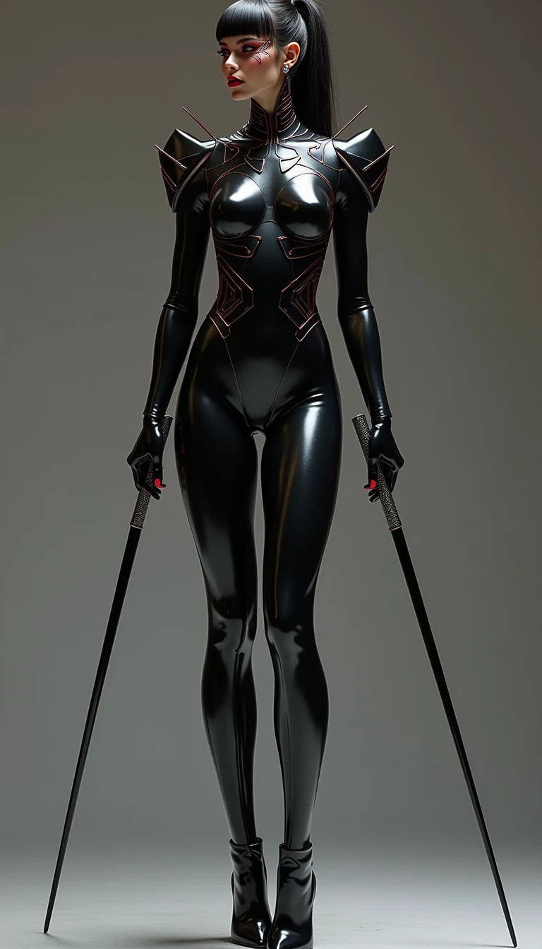 full body  latex girl (black background)
