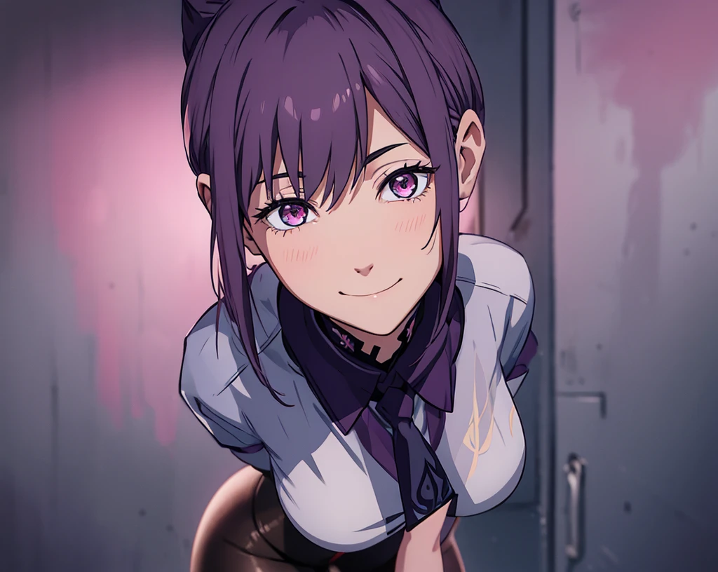 akaneshinjou, shinjou akane, light purple hair, (pink eyes:1.2), short hair,
BREAK black pantyhose, bow, collared shirt, hood, hooded jacket, jacket, open clothes, open jacket, open shirt, pantyhose, purple bow, purple jacket, school uniform, shirt, sleeves past wrists, unbuttoned shirt, white shirt,,
BREAK indoors, city,
BREAK looking at viewer, BREAK (masterpiece:1.2), best quality, high resolution, unity 8k wallpaper, (illustration:0.8), (beautiful detailed eyes:1.6), extremely detailed face, perfect lighting, extremely detailed CG, (perfect hands, perfect anatomy),