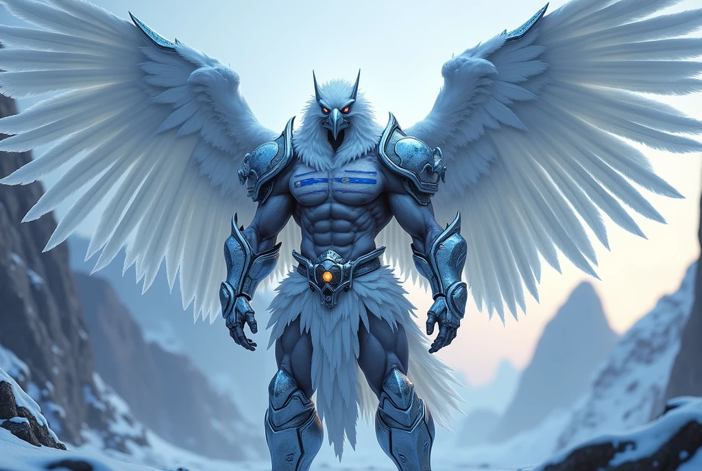 A great giant that even beats the white clouds with wings behind