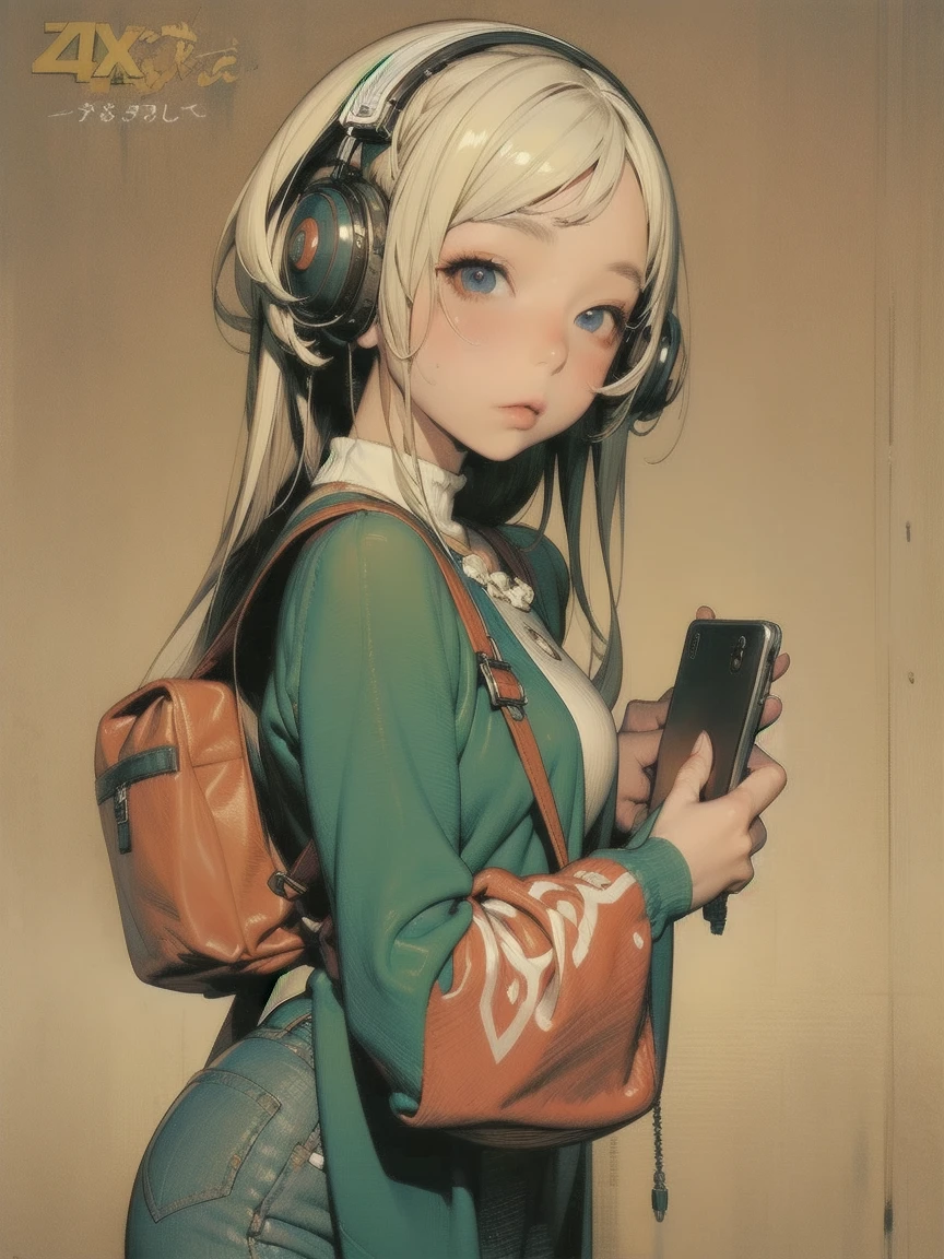 Anime girl with headphones and backpack looking at mobile phone,  anime style  4 k, Alice x. open,   digital animation art  , Nightcore, Digital anime illustration,  anime style d digital art,  Anime Art Wallpaper 4K, anime art wallpaper 4k,  anime art style, Anime style digital art,  anime style  artwork,  anime style . 8k, detailed   digital animation art  