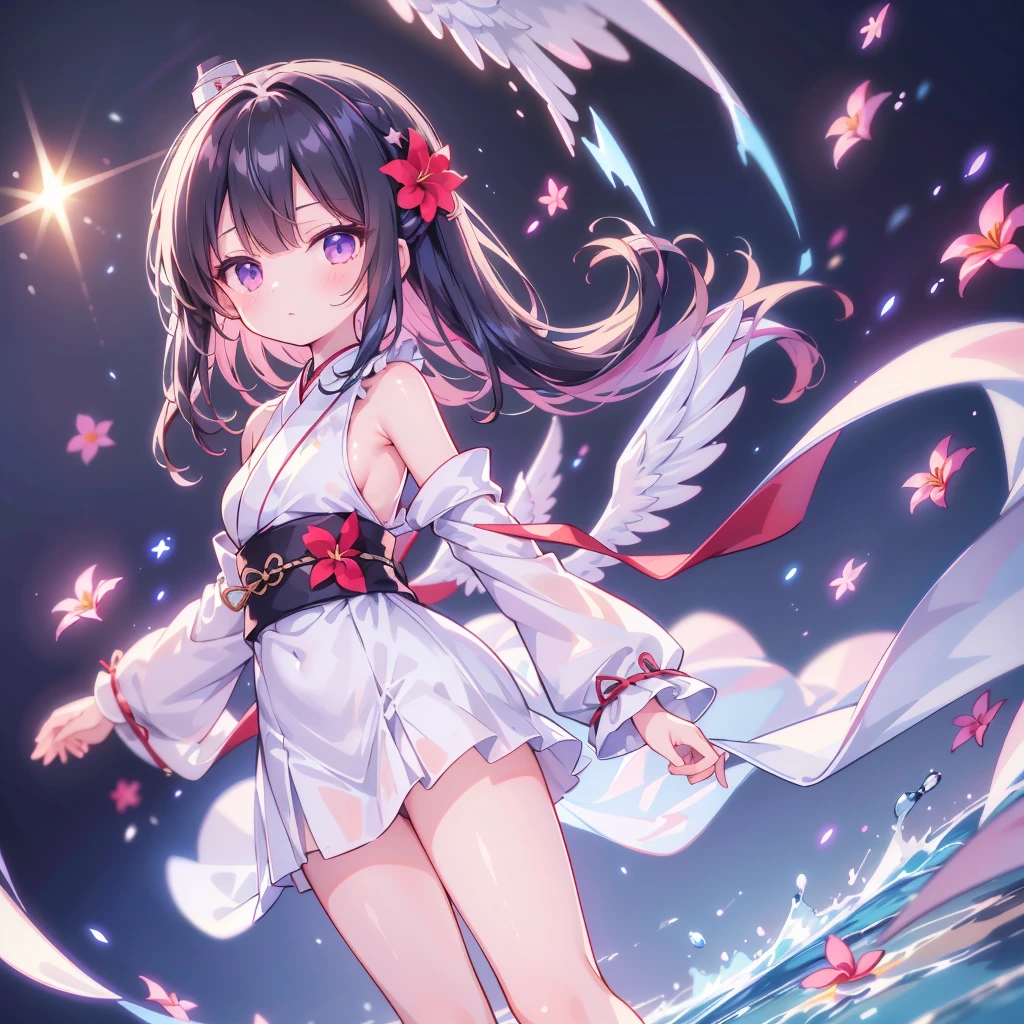 (1 snow fairy) ,cowboy shot, character focus ,close to view,kimono, lift up clothing , ((panty shot)) , black hair, white background ,high resolution,(incredibly absurdres), anime visual,ultra detailed CG unity 8k wallpaper, ((masterpiece)), ((top-quality)), (beautiful illustration), ((an extremely delicate and beautiful))