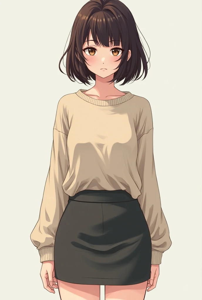 Spawns a girl with short black hair, glasses, short, sweater, without panties and without pants, naked