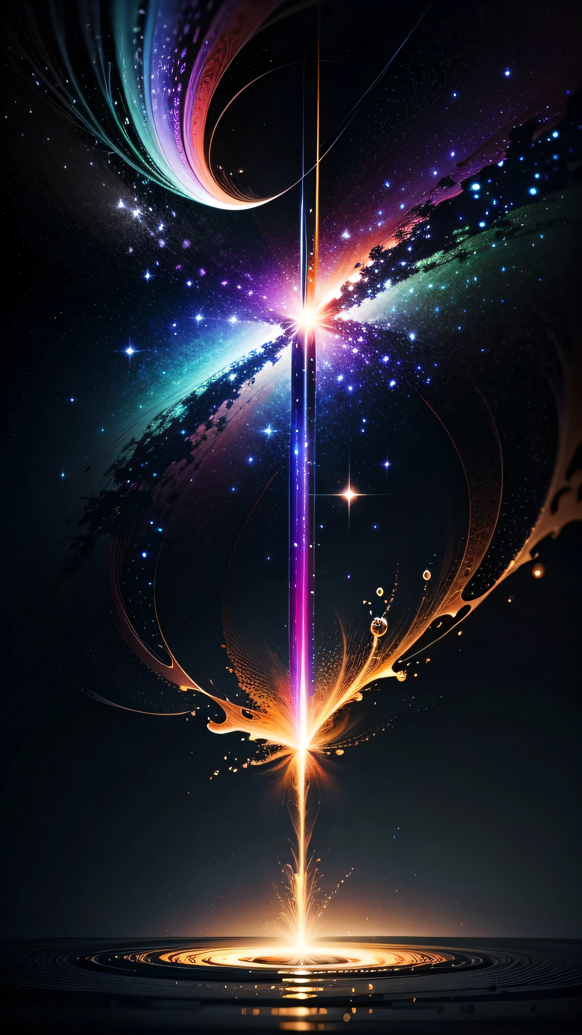 Universe ,Vivid color、Fluorescent color、galaxy、 glossy like glass、8k、Artistic、Fascinating、 dynamic、Clear without turbidity