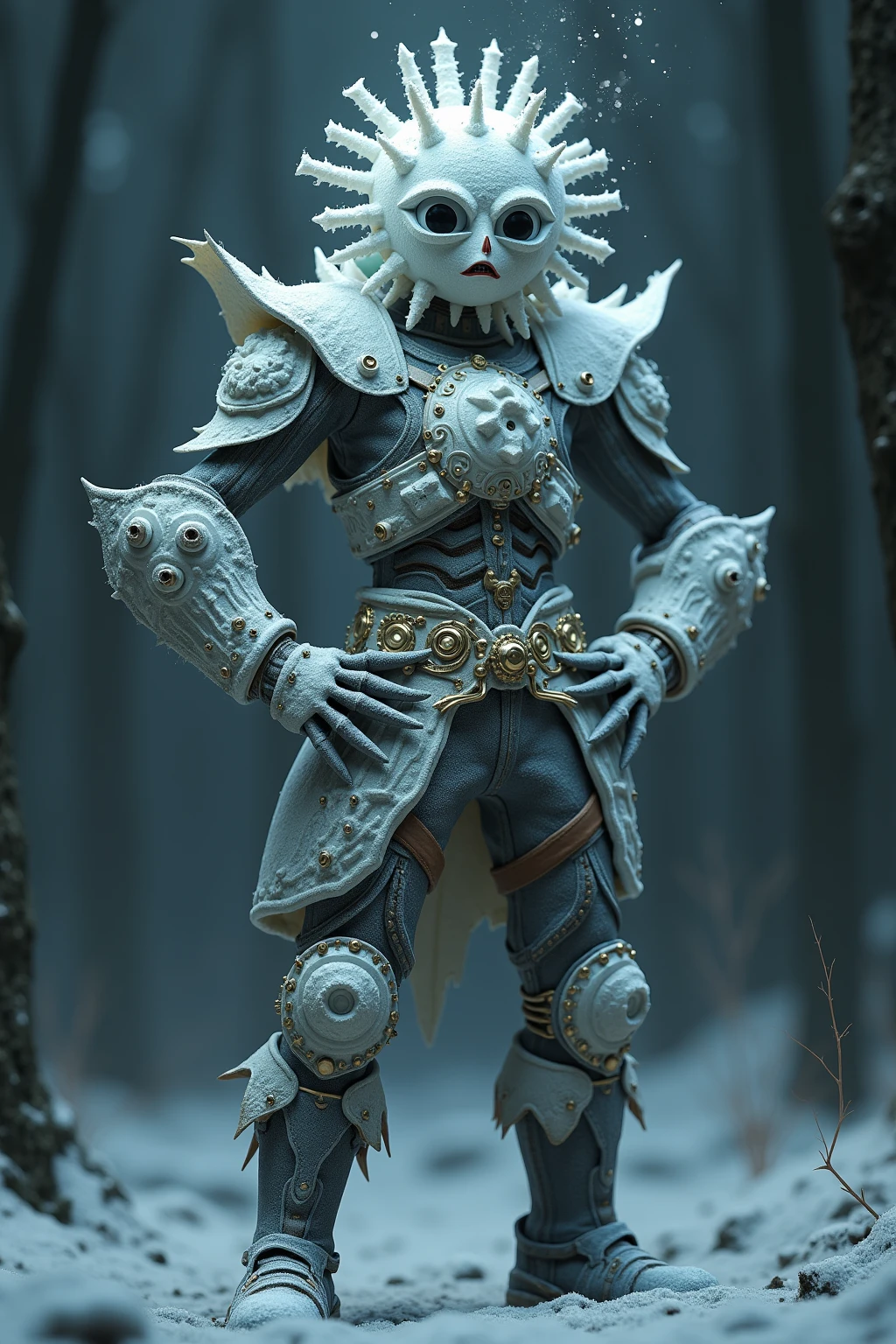 (knitted toy voodoo doll:1.7), (voodoo Geralt1.4), (of Rivia from The Witcher:1.4), (Clothing: leather armor with wolf medallion, black trousers:1.0), (Accessories: silver sword, potions vials:1.1), (background: dark and mystical forest with moonlight filtering through trees:1.2)), best quality, masterpiece, detailed soft oil painting, detailed background, dramatic cinematic lighting, soft edge lighting, professional, dramatic lighting, hard edge lighting, ultra quality, 4k, masterpiece, best quality, 8k, ultra high definition, high resolution, extremely detailed