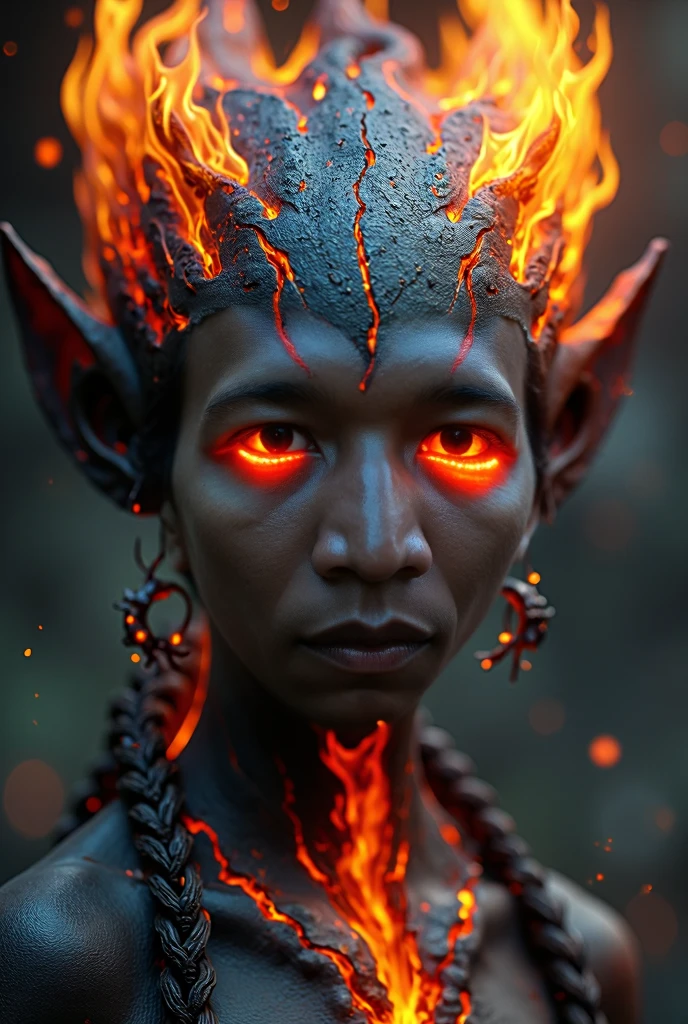 ((masterpiece)), ((best quality)), 8k, high detailed, ultra-detailed,1boy, face mark, black tatto, black skin, crack face, bald, dark theme, dark fantasy, monk, fayan eyes, third eye, glowing eyes,evil smile, evil soul, dark smoke, casting spell, head ornament, own hands together, Buddhist mantra, double exposure, vision, swirl, high definition, abstract, surreal, otherwordly, dark energy wave, <lora:fayan2:0.7>