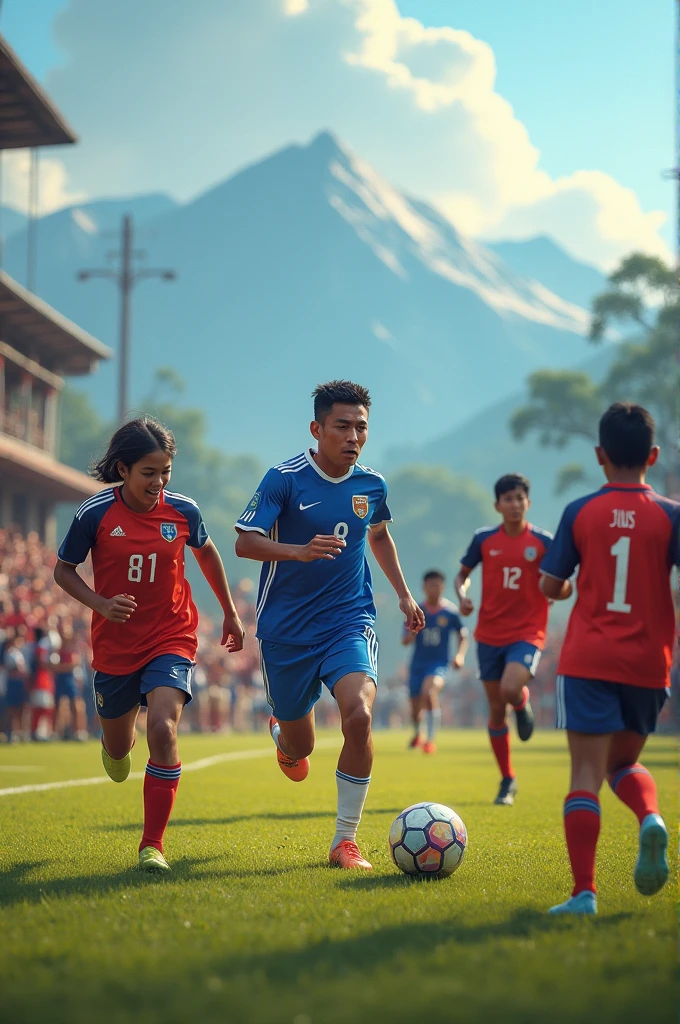 A boy playing football