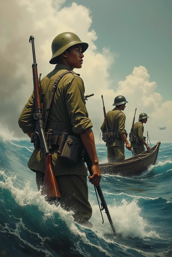 Soldados norteamericanos llegando en barco a puerto en 1916 a color