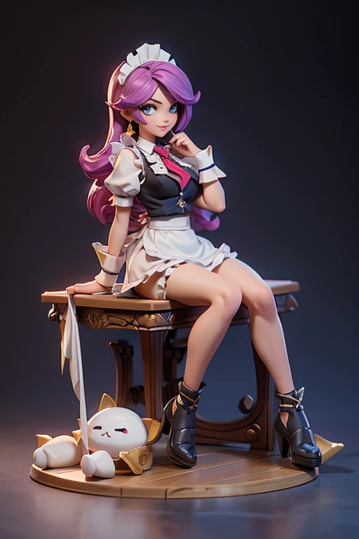 masterpiece, high res, 4k, (perfect ???????:1.5), perfect long legs, perfect arms, white bunny ears, long black hair, maid outfit, (black stockings), black high heels, cute face, rose cheeks, tiny body, medium breasts, sexy pose, sexy body