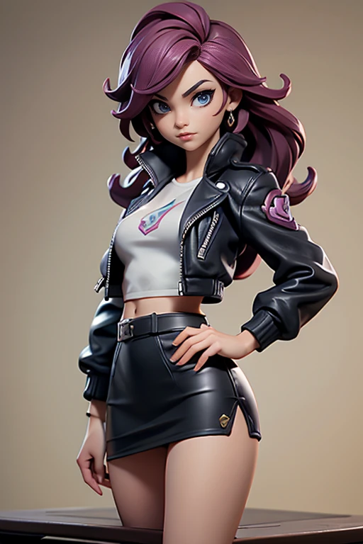 A front and back view of a female punk of British descent, designed in a Pixar style. The punk is depicted in a playful and vibrant manner, similar to the style shown in the reference image. She wears a Plaid skirt with a graphic tee, fishnet tights, and creepers. Her hair is styled in edgy punk manner, and she has a friendly and approachable expression. The front view shows her standing confidently, while the back view highlights the details of her outfit and hairstyle. The overall design is clean and colorful, capturing the whimsical and endearing qualities typical of Pixar's character style. Highly detailed, 8k, smooth, sharp focus trending on artstation, digital painting, by Stanley Artgerm Lau, WLOP, Rossdraws, James Jean, Andrei Riabovitchev, Marc Simonetti, and Sakimichan