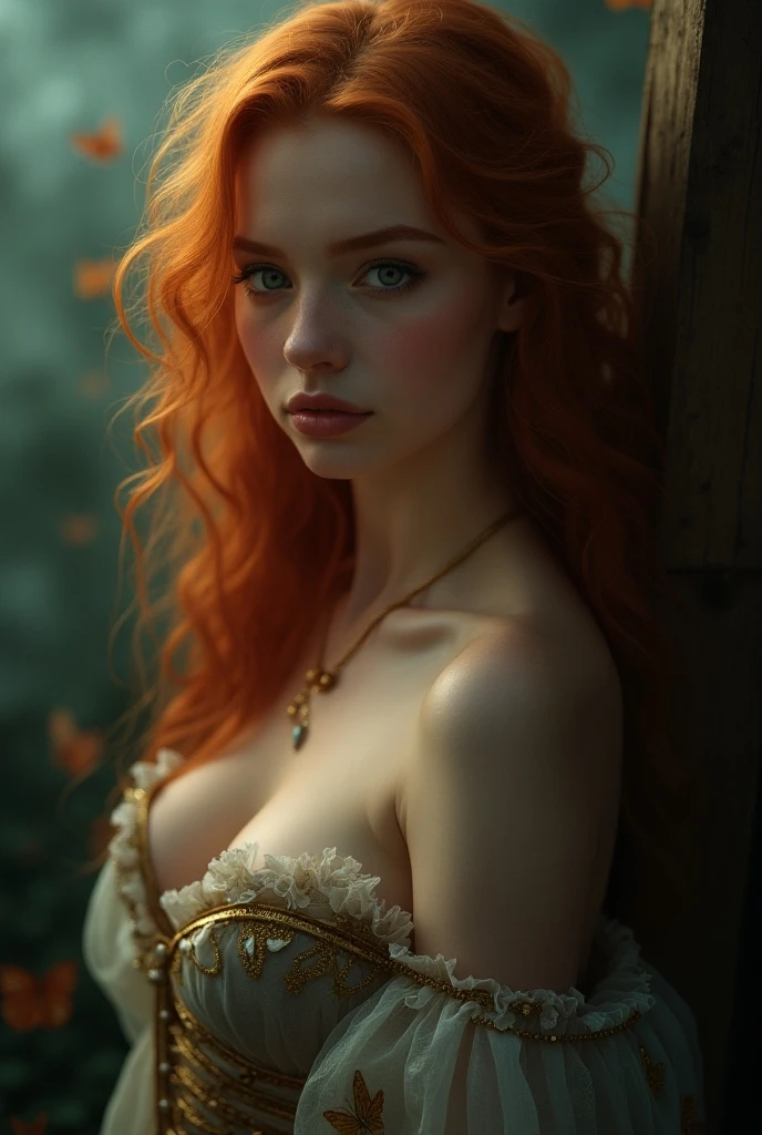 (Mackenzie Foy ginger hair teen girl, with, hand, fingers in vagina:1.3), (long, messy hair:1.3), blue eyes, detailed eyes, detailed lips, (lies nude, sensual, full body:1.5), (photo from many different angles:1.5), (creepy and scary interior of a Gothic castle, abandoned with fog and fog, snow, green moss: 1.3), low neck, ray tracing, (best quality, 4k, 8k, high resolution, masterpiece:1.2), very detailed, (realistic , photorealistic, photorealistic :1.37), HDR, UHD, masterpiece, professional, vivid colors, bokeh, studio lighting