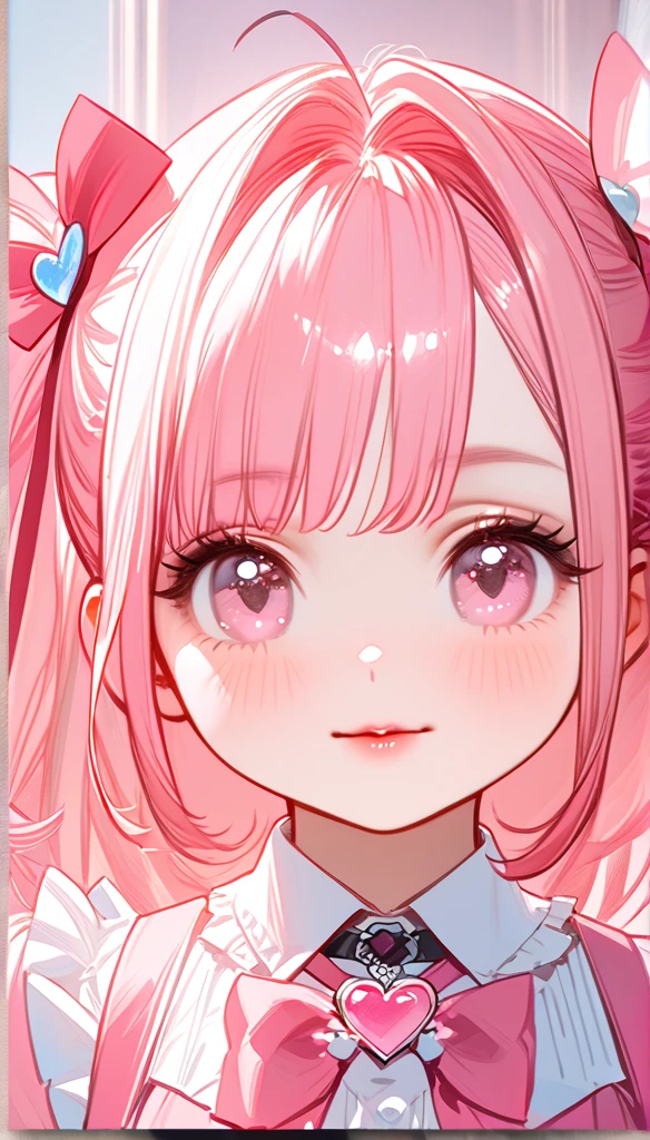 Anime girl with pink hair and a bow, Cute realistic portrait, Gu Weiss, Portrait of a magical girl, Lovely characters, Lovely art style, Anime moe art style,  MapleStory character art , Lovely portrait, Cute anime girl portrait, Small person images, artwork in the style of Gu Weiss, Splash Art Anime