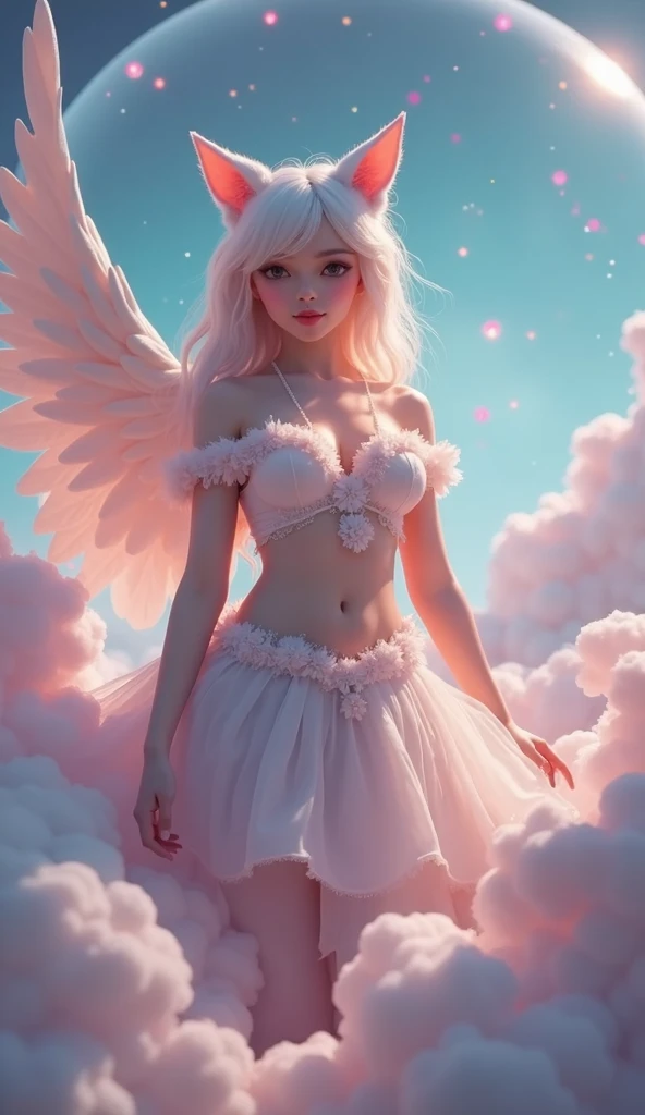Woman angel pink big breasts sexy